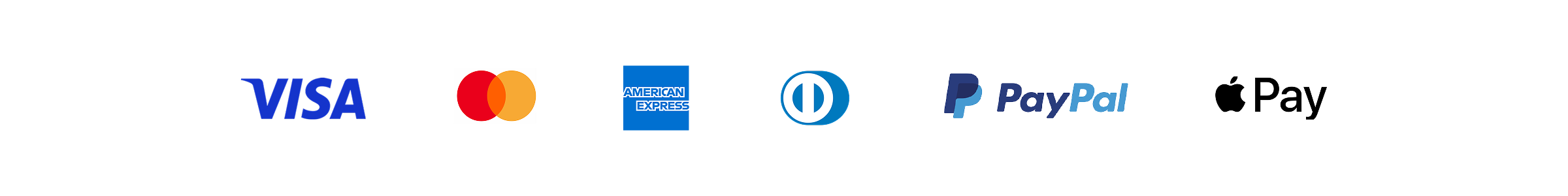 Payment logos_EN_Visa, Mastercard, Amex, Diners, PayPal, ApplePay - 比例 8x1